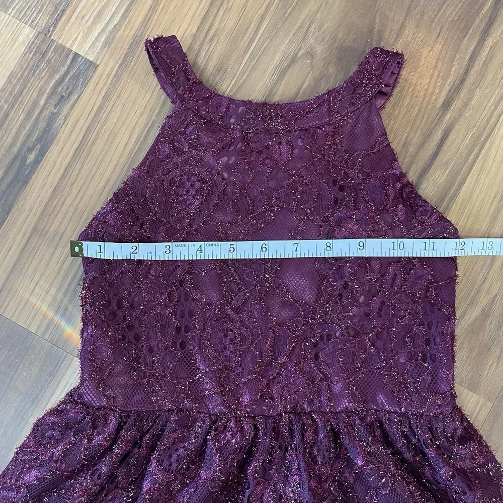 The Children's Place Lace High Neck Dress Girls 6X/7 Burgundy Holiday Sparkle